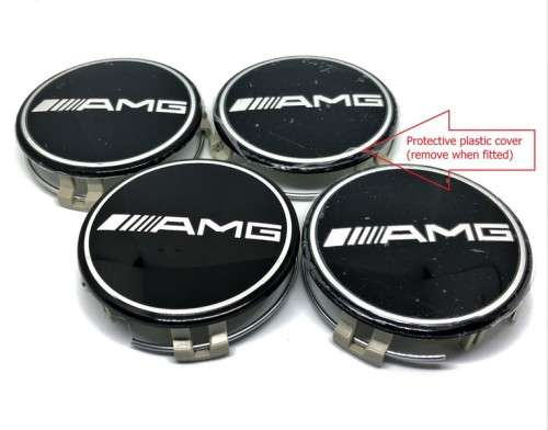 4x 75mm Wheel Centre Cap for Mercedes Benz AMG (Black)
