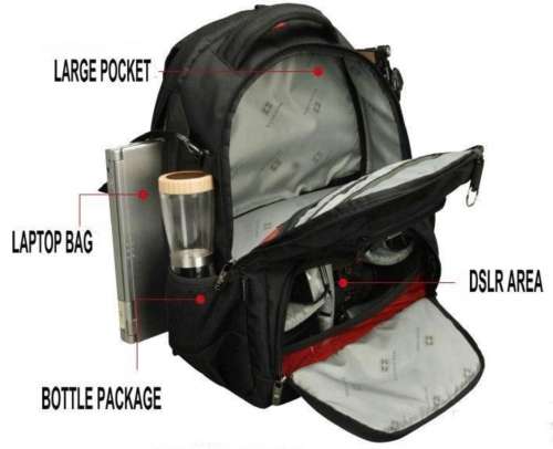 SWISSGEAR Waterproof DSLR Camera Backpack 15.6` Laptop Bag Padded with Rain Cover