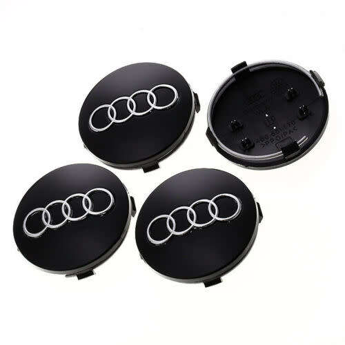 4x Audi WHEEL CENTRE CAP CAPS (60mm/58mm) BLACK