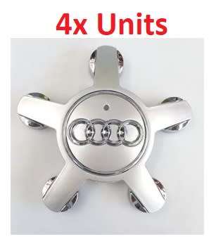 Set of 4 WHEEL CENTER CAPS 135mm / 60mm for AUDI `STAR` CHROME / SILVER