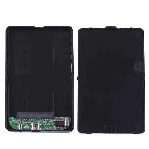Black USB 2.0 HDD Enclosure SSD Case for 2.5 Inch External SATA Hard Disk Drive for up to 2TB