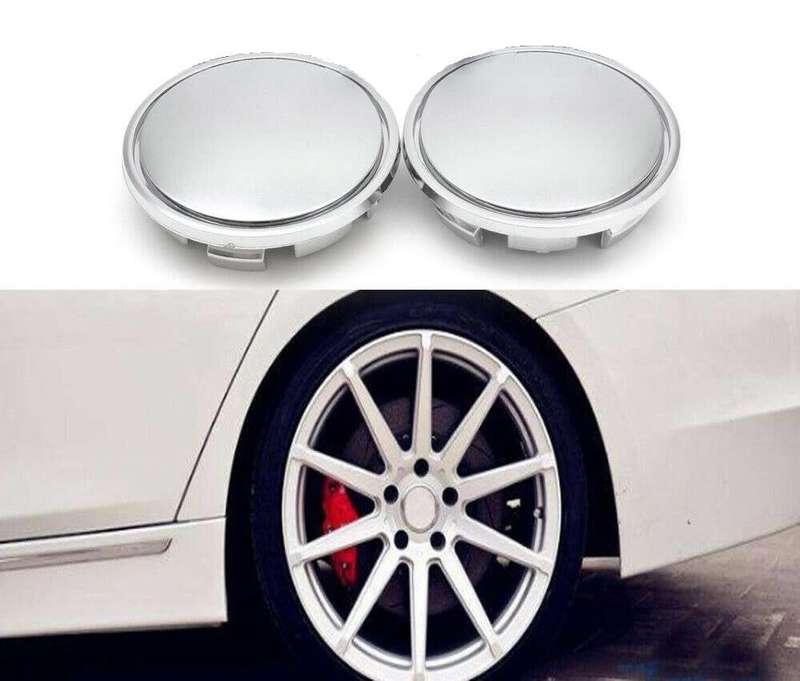 2x Chrome Plastic Wheel centre Cap Bases (without branding / stickers): 65 / 56 mm