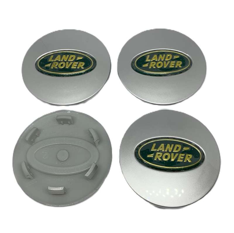 4x 63mm Plastic Wheel Centre Cap for Land Rover (Green & Gold)