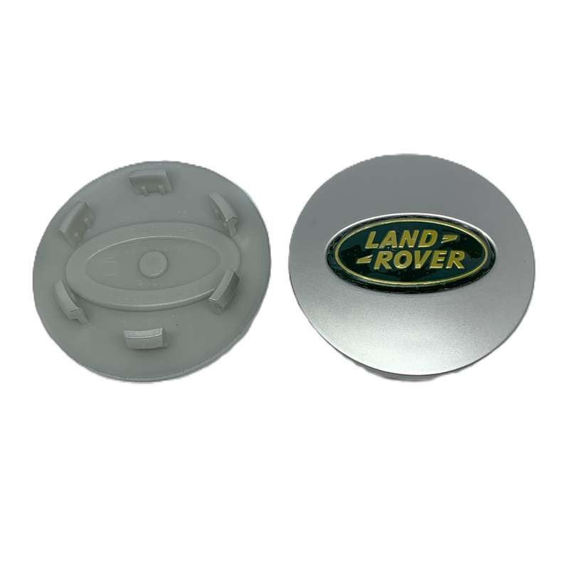 4x 63mm Plastic Wheel Centre Cap for Land Rover (Green & Gold)