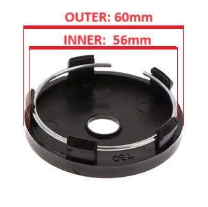 4x 60mm GT Hub Wheel Centre Caps (Black on Black)