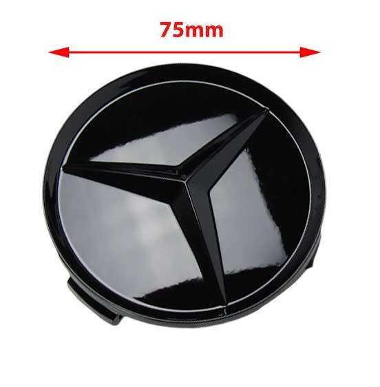 4x 75mm Wheel Centre Cap for Mercedes Benz (Glossy Black on Glossy Black)