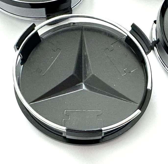 4x 75mm Wheel Centre Cap for Mercedes Benz (Glossy Black on Glossy Black)