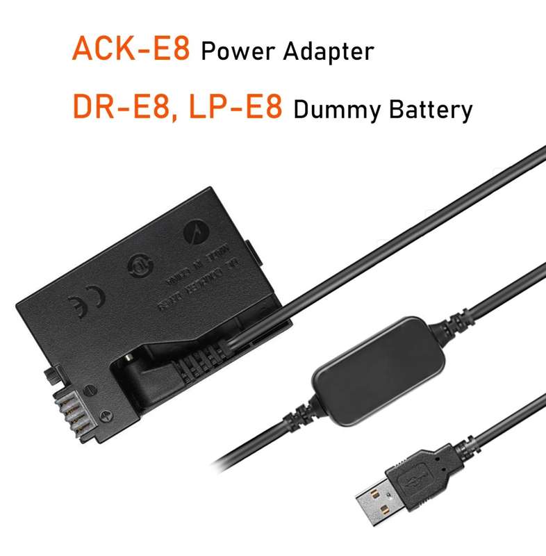 Power Bank LP-E8 USB Cable DR-E8 ACK-E8 DC Coupler for Canon EOS 550D 600D 650D 700D