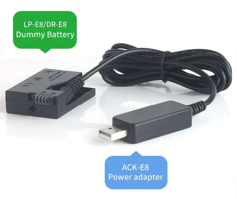 Power Bank LP-E8 USB Cable DR-E8 ACK-E8 DC Coupler for Canon EOS 550D 600D 650D 700D