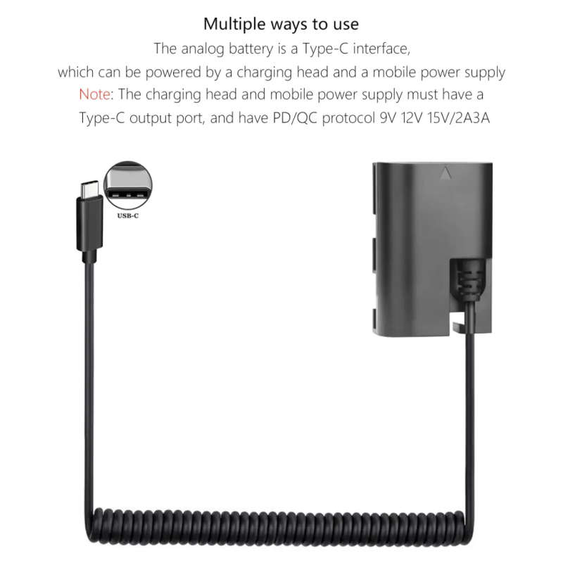 Power Bank LP-E6 TYPE-C Cable DR-E6 ACK-E6 DC Coupler for Canon EOS Cameras