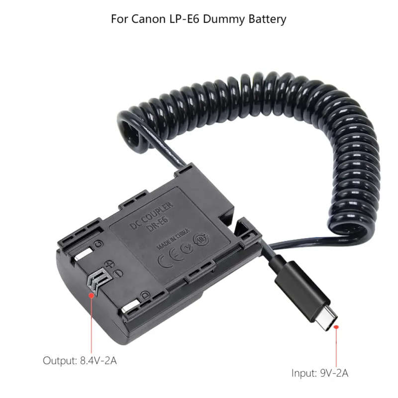 Power Bank LP-E6 TYPE-C Cable DR-E6 ACK-E6 DC Coupler for Canon EOS Cameras