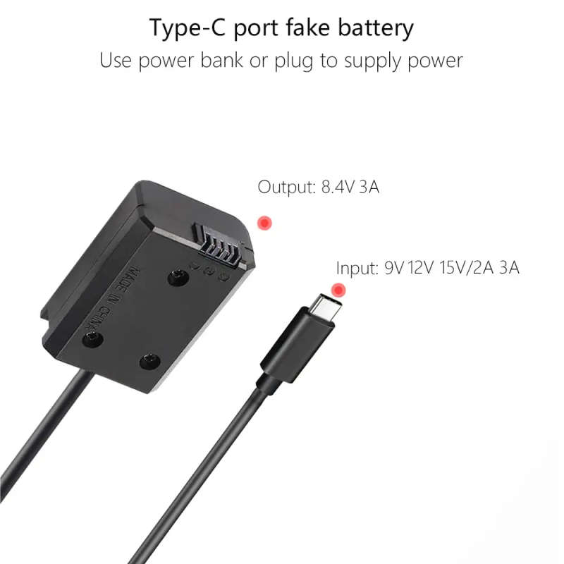 Power Bank PW20 NP-FW50 Type C Cable - Sony ZV-E10 A7M2 A7II A7S2 A7R A7RII A6000 A6300 A6400 A6500