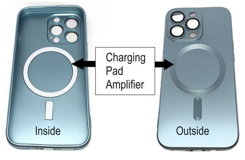PVC Cover with Cordless Charge Amplifier & Glass Camera Protectors for iPhone 13Pro (Diamond Silver)