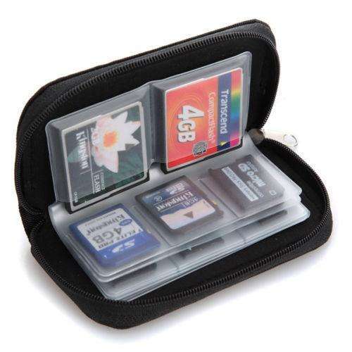 SDHC MMC CF Micro SD Memory Card Storage Case Carrying Pouch Holder Wallet (Black)