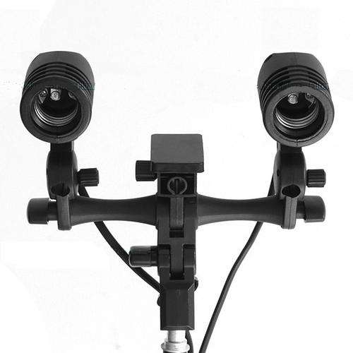 Studio Flash Light Lamp Bulb Twin/Double-Head Holder E27 Socket Umbrella Bracket