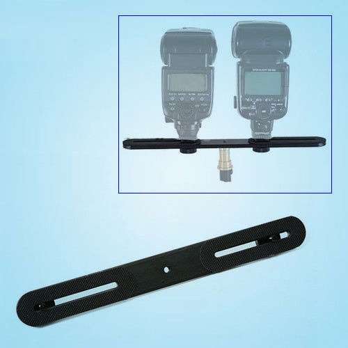 Dual Twin Bracket FLASH RAIL CAMERA BRACKET HOTSHOE FLASH VIDEO LIGHT FLASH BAR