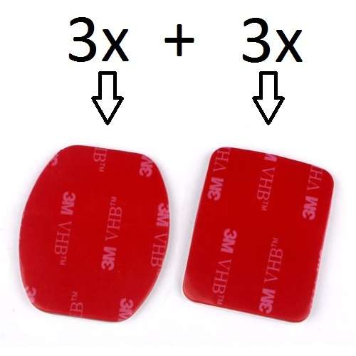6x Adhesive Stickers (3x Square + 3x Curved) for GoPro HD Hero2 Hero3 3+ Mounts
