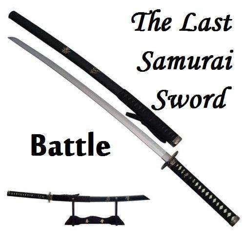 1m BATTLE The Last Samurai Katana Sword 1.040m with Stand for Display Fix Steel Blade Training Sword