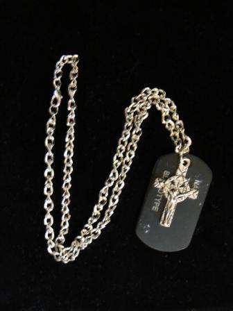 Dog Tag BLACK with Cross Stainless Neck Chain Casual Wear Necklace