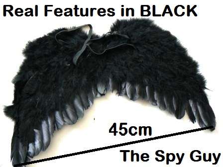 Angel Wings 48cm in BLACK Feathers Ideal Pride Stag Hen Party Other Colours Also Available