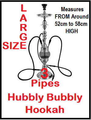 Hubbly Bubbly 3 Pipes LARGE around 52 to 58cm High Hookah in Any Colour and Style