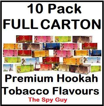 Tobacco Carton 10 Packs for Hubbly Bubbly Hookah ASSORTED FLAVORS