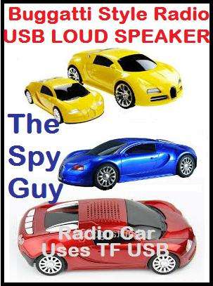 Car Buggatti Style FM Radio Music Speaker uses USB and TF Assorted Colours