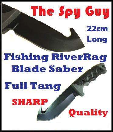 Fishing River Rag Saber Fixed Blade Full Tang Hunting Knife in Black for Camo Print Design
