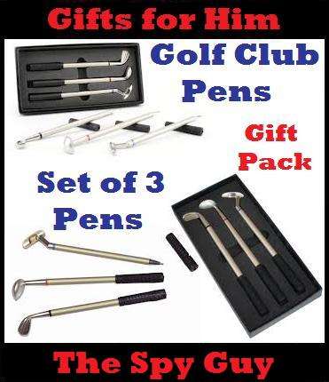 Golf Club Pens Gift Set of Three Pens Blue Black Red Ideal Golfer Gifts
