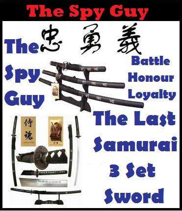 3 Sword in Set The Last Samurai Swords for Display Battle Honor Loyalty Steel Blade Entry Level Tang