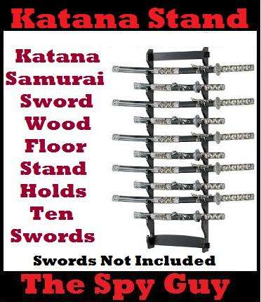 Ten Sword Stand Floor Standing Holds 10 Swords for Kantanas Samurai Tanto & Wakizashi Swords