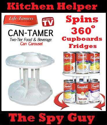 Can Tamer Two Tier Food and Beverage Can Carousel Holds Cans Saves Space Organizer