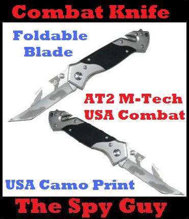 AT2 M-Tech USA Combat Foldable Blade in Army Camo Print Military Style Knife