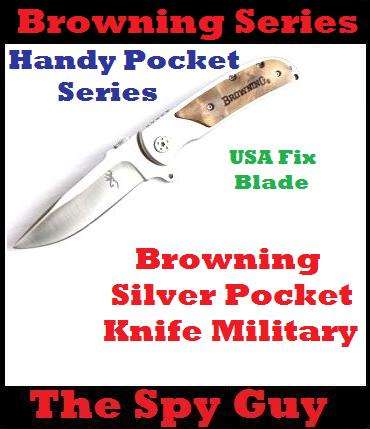 Browning Silver Pocket Knife Military USA Fix Blade All Steel Handy Pocket Series of Knives