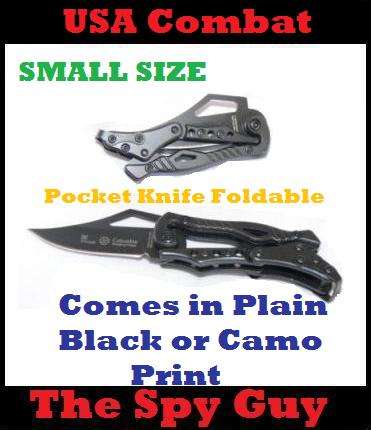 CSR (SMALL) USA Combat Pocket Knife Foldable Blade Steel In Camo or Solid Black Military Style
