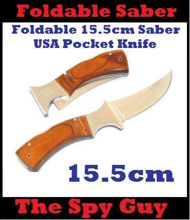 Foldable 15.5cm Saber USA Pocket Knife Foldable or Fix Steel Blade Available