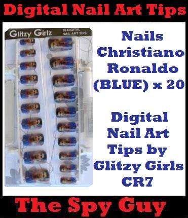 Nails Christiano Ronaldo (BLUE) x 20 Digital Nail Art Tips by Glitzy Girls CR7