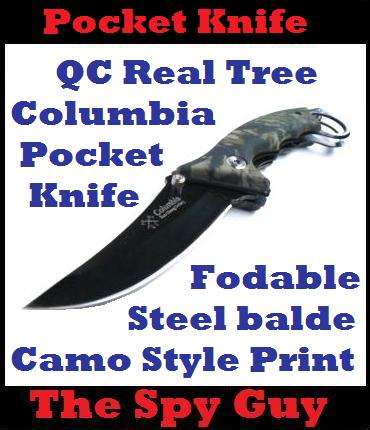 QC Real Tree Columbia Pocket Knife Fodable Steel balde Miliatry Style Print