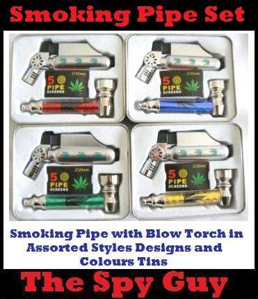Smoking Pipe with Blow Torch in Assorted Styles Designs and Colours Tins May Vary in Style Shapes