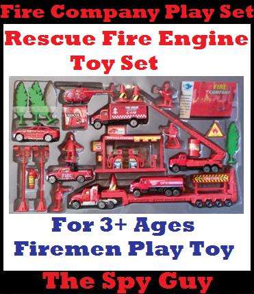 Fire Company Rescue Fire Engine Play Set with Firemen Helicopters Fire Trucks and More