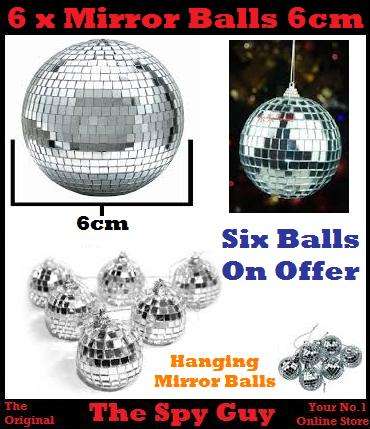Mirror 6cm Balls x 6 Ideal for Christmas trees Weddings Party Decorations and More