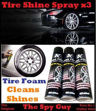 Tire Foam Can x3 Shines Cleans All Tires Spray on No Wiping Tires Look New