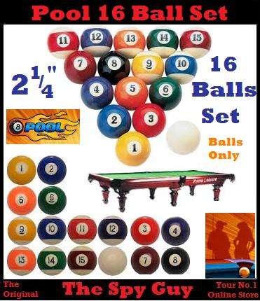 16 Ball Pool Set 2 1/4 Inch Set Balls Only Offer For Shooting A Game of Pool Billiards Game