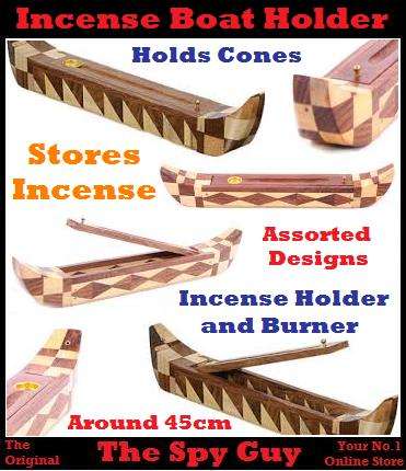 Boat Incense or Cone Holder Box with Storage for Sticks and Cones Wood Hand Crafted