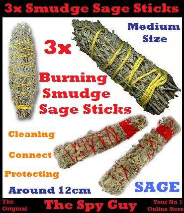 Sage Smudge MEDIUM Sticks x3 Burning Wand Imphepo Traditional Smudging Herb Cleansing