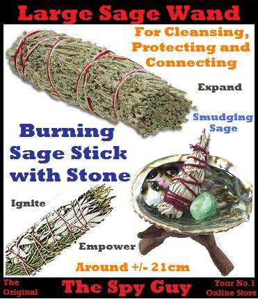 Sage Smudge Stick x1 LARGE Burning Wand Imphepo with Stone Traditional Smudging Herb