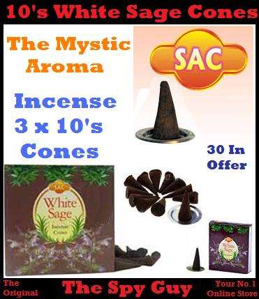 SAC White Sage Cones 3 x Box of 10s Burning Incense Cones Cleansing Protecting Connecting