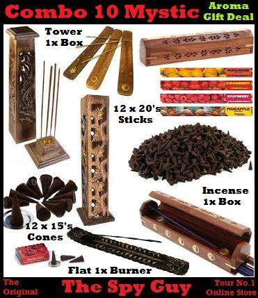 Combo 10 Mystic Aroma 3 x Burning Incense Holders 180 cones 240 Incense Sticks ASSORTED