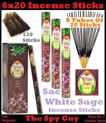 6 Tubes SAC WHITE SAGE Incense Sticks 20 Incense Sticks per Tube Cleansing Fragrance