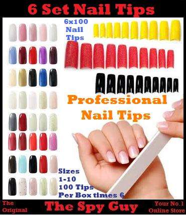 Professional 6 x 100 Nail Tips Sizes 1-10 In Six Colours Only Enquire Available Colours